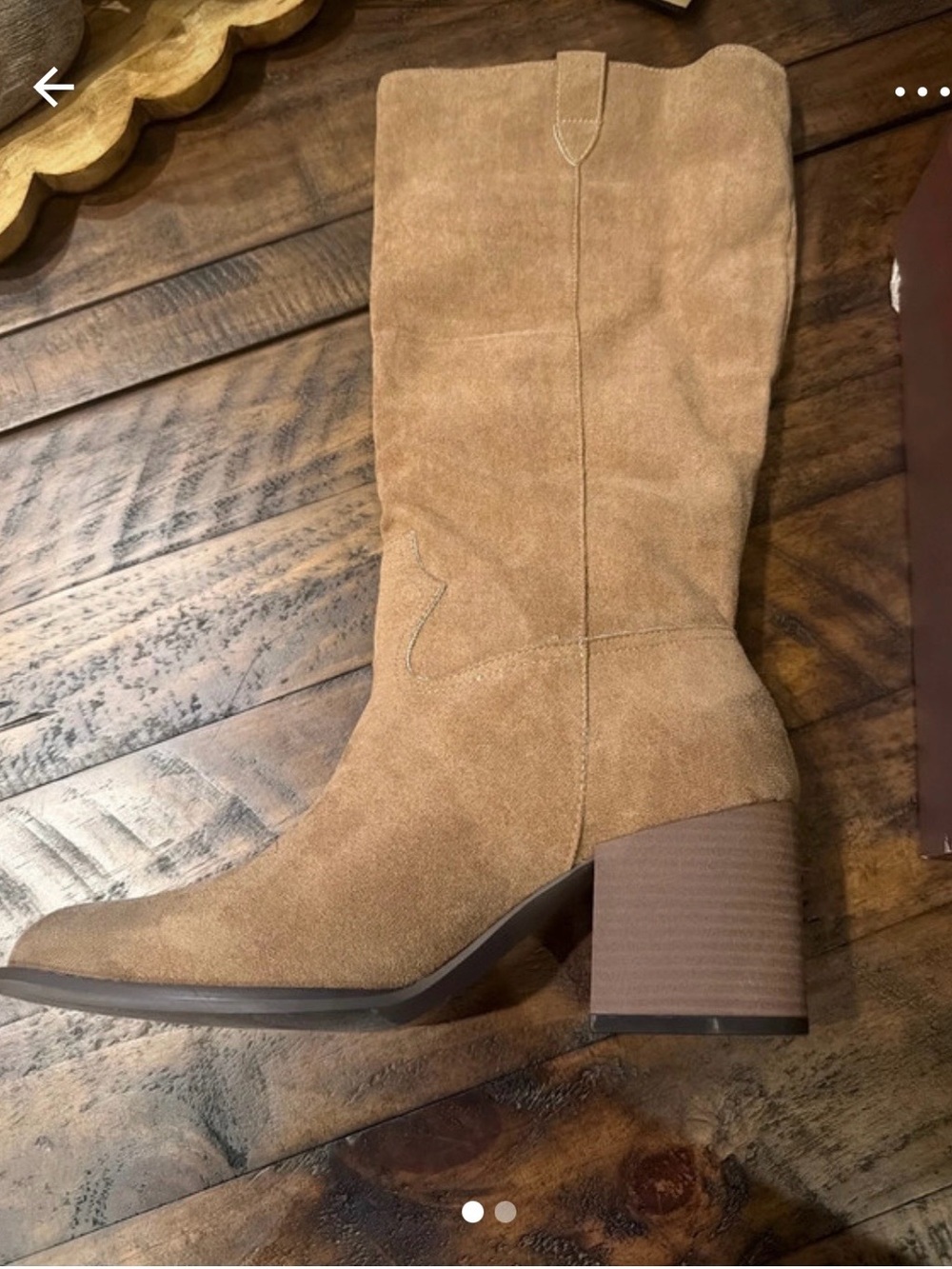 Women’s Tan Suede Mid-Calf Block Heel Boots by
